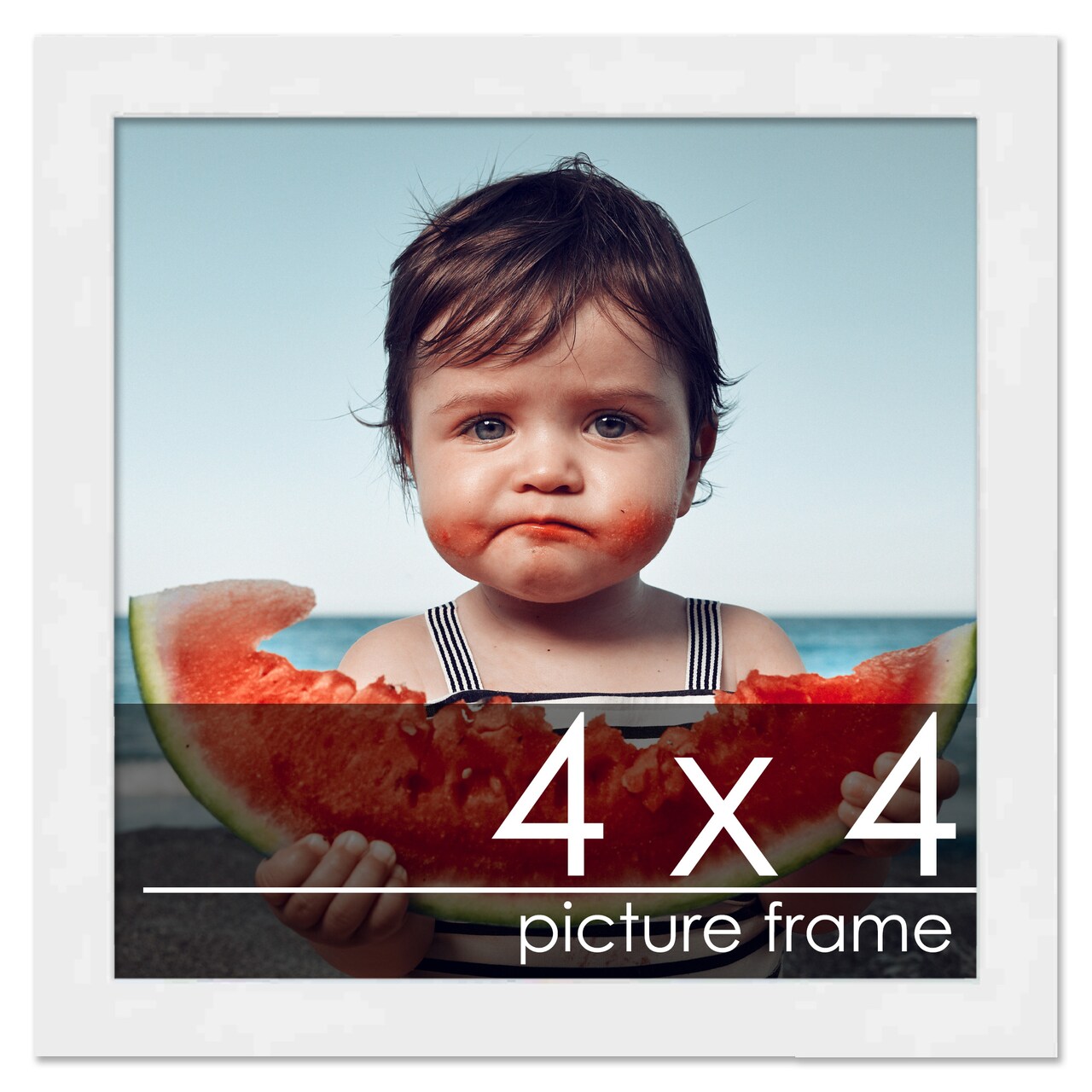 Square Classic Modern White Picture Frame - UV Acrylic, Foam Board Backing, Hanging Hardware